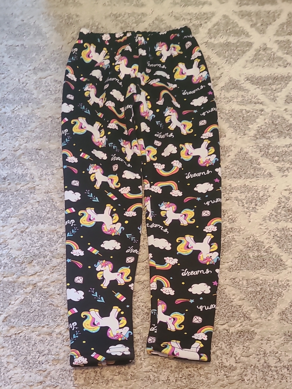 4 for $28 - Just Cozy Girls 7-8 Black Fleece Line Pants with Unicorns